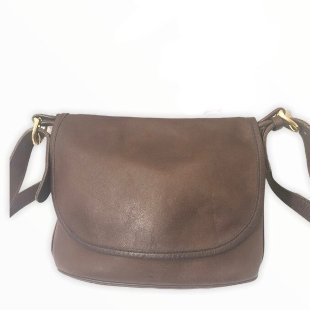 Coach vintage brown leather fletcher flap bag